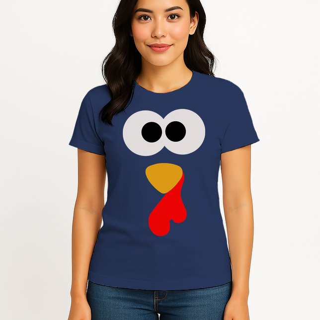 Turkey Face Thanksgiving Matching Family Costume Autumn Womens T-Shirt