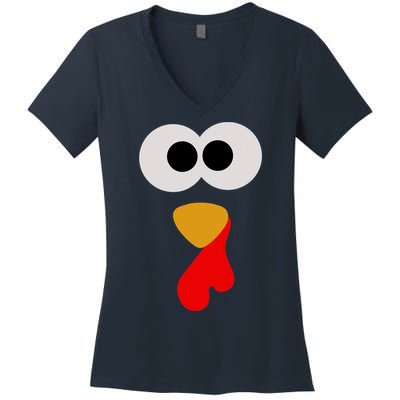 Turkey Face Thanksgiving Matching Family Costume Autumn Women's V-Neck T-Shirt