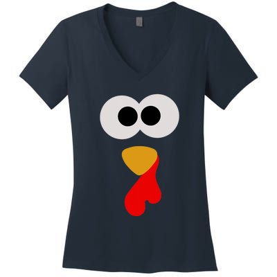 Turkey Face Thanksgiving Matching Family Costume Autumn Women's V-Neck T-Shirt