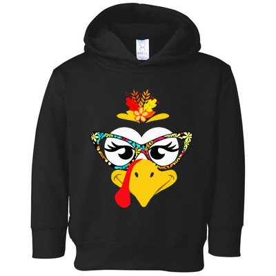 Thanksgiving Funny Turkey Face Colorful Floral Sunglasses Toddler Hoodie