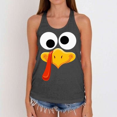 Turkey Face Thanksgiving Costume Family Outfits Matching Fun Women's Knotted Racerback Tank