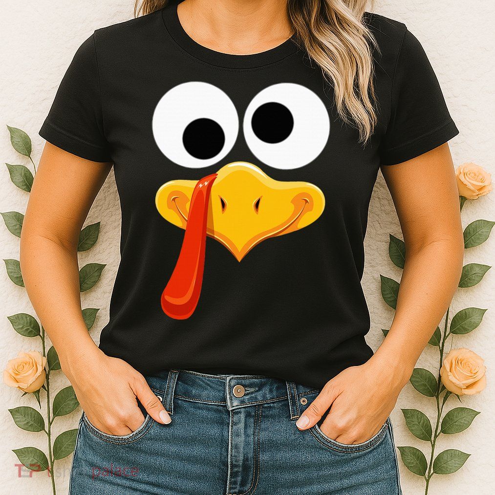 Turkey Face Thanksgiving Costume Family Outfits Matching Fun Womens T-Shirt