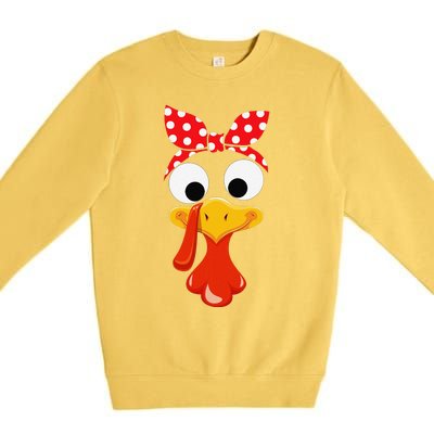 Turkey Face Thanksgiving Women Turkey Costumefor Premium Crewneck Sweatshirt