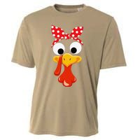 Turkey Face Thanksgiving Women Turkey Costumefor Cooling Performance Crew T-Shirt