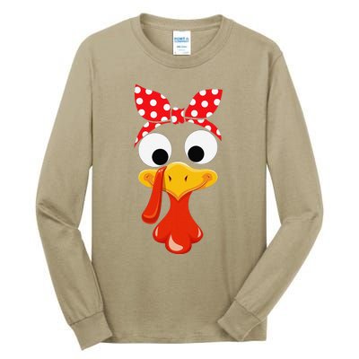 Turkey Face Thanksgiving Women Turkey Costumefor Tall Long Sleeve T-Shirt