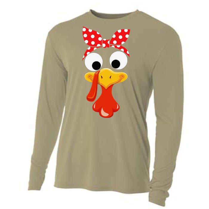 Turkey Face Thanksgiving Women Turkey Costumefor Cooling Performance Long Sleeve Crew