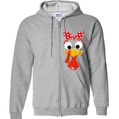 Turkey Face Thanksgiving Women Turkey Costumefor Full Zip Hoodie