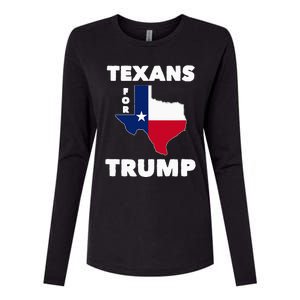 Texans For Trump President 2024 Texas Womens Cotton Relaxed Long Sleeve T-Shirt