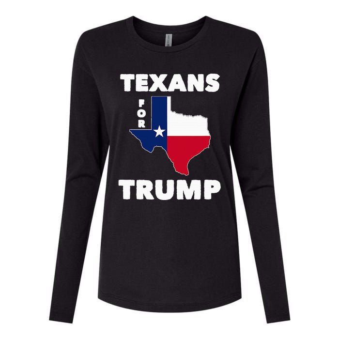 Texans For Trump President 2024 Texas Womens Cotton Relaxed Long Sleeve T-Shirt