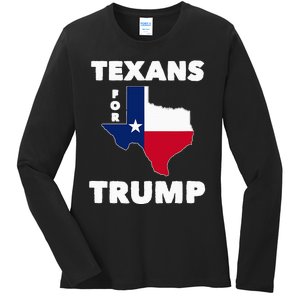 Texans For Trump President 2024 Texas Ladies Long Sleeve Shirt