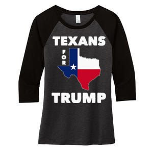 Texans For Trump President 2024 Texas Women's Tri-Blend 3/4-Sleeve Raglan Shirt