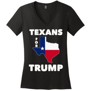 Texans For Trump President 2024 Texas Women's V-Neck T-Shirt