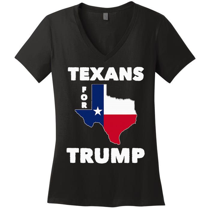 Texans For Trump President 2024 Texas Women's V-Neck T-Shirt