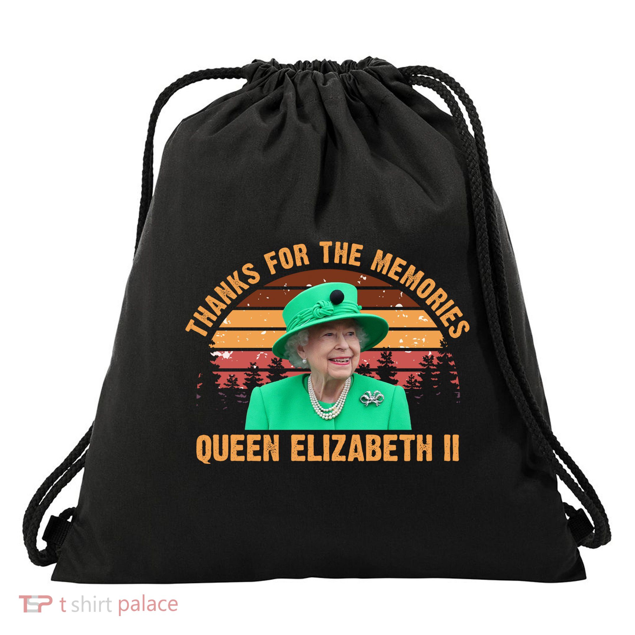 Thanks For The Memories Queen Elizabeth II Drawstring Bag