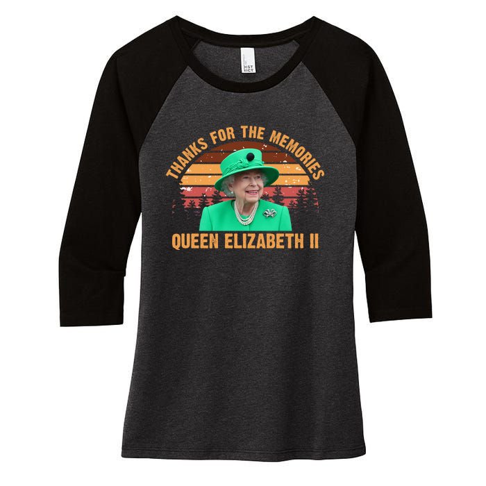 Thanks For The Memories Queen Elizabeth II Women's Tri-Blend 3/4-Sleeve Raglan Shirt