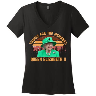 Thanks For The Memories Queen Elizabeth II Women's V-Neck T-Shirt