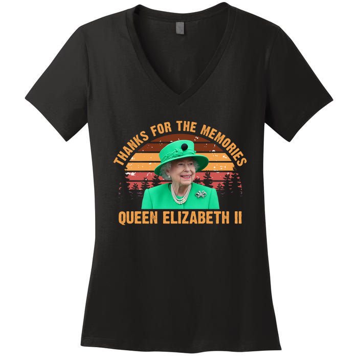 Thanks For The Memories Queen Elizabeth II Women's V-Neck T-Shirt