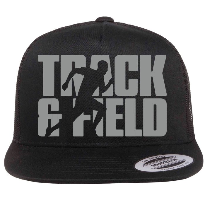 Track Field Themed Design Graphic Track Field Flat Bill Trucker Hat