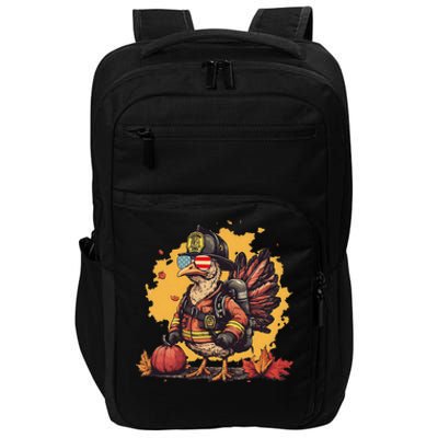 Thanksgiving Firefighter Turkey Fireman Impact Tech Backpack