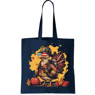 Thanksgiving Firefighter Turkey Fireman Tote Bag