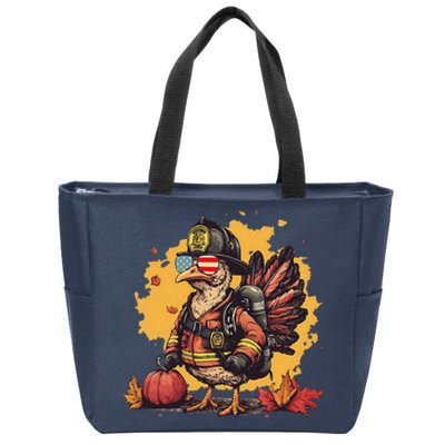 Thanksgiving Firefighter Turkey Fireman Zip Tote Bag