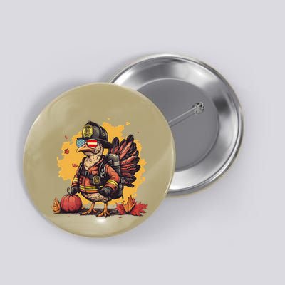 Thanksgiving Firefighter Turkey Fireman Button