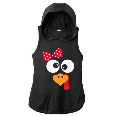 Thanksgiving Funny Turkey Face Costume Ladies PosiCharge Tri-Blend Wicking Draft Hoodie Tank