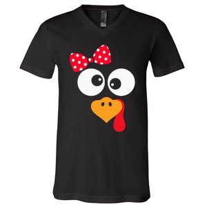 Thanksgiving Funny Turkey Face Costume V-Neck T-Shirt