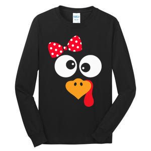 Thanksgiving Funny Turkey Face Costume Tall Long Sleeve T-Shirt