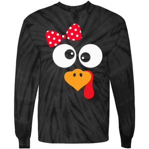 Thanksgiving Funny Turkey Face Costume Tie-Dye Long Sleeve Shirt