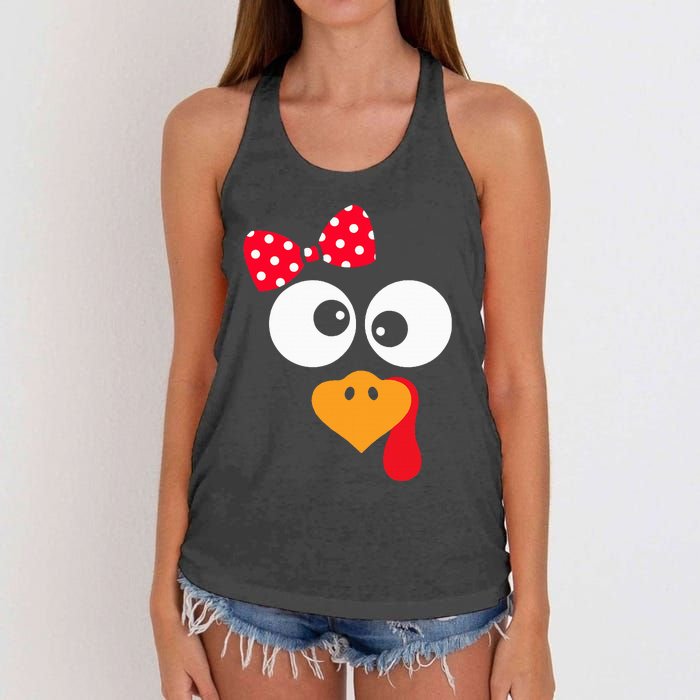 Thanksgiving Funny Turkey Face Costume Women's Knotted Racerback Tank