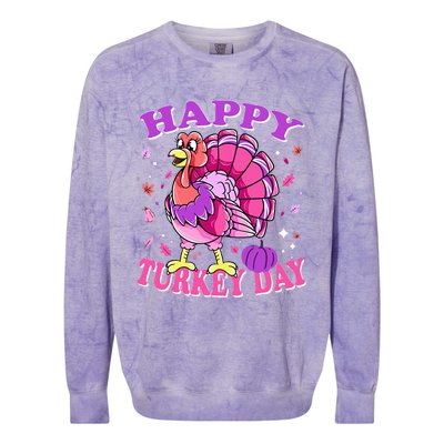 Thanksgiving Female Turkey Happy Turkey Day Colorblast Crewneck Sweatshirt