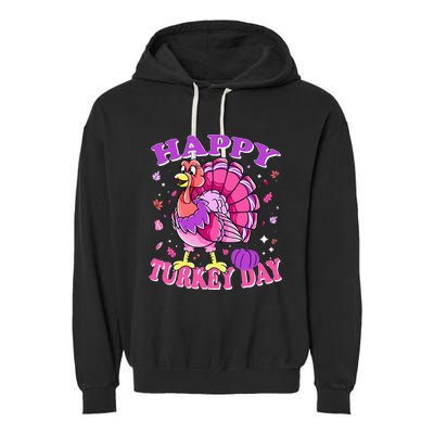 Thanksgiving Female Turkey Happy Turkey Day Garment-Dyed Fleece Hoodie