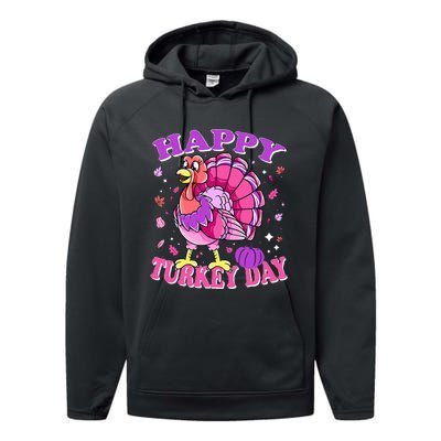 Thanksgiving Female Turkey Happy Turkey Day Performance Fleece Hoodie