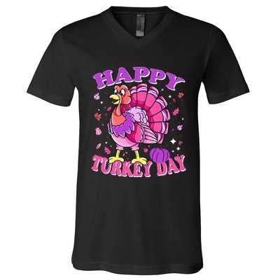 Thanksgiving Female Turkey Happy Turkey Day V-Neck T-Shirt