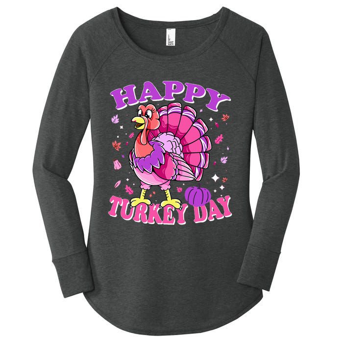 Thanksgiving Female Turkey Happy Turkey Day Women's Perfect Tri Tunic Long Sleeve Shirt