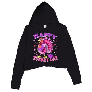 Thanksgiving Female Turkey Happy Turkey Day Crop Fleece Hoodie