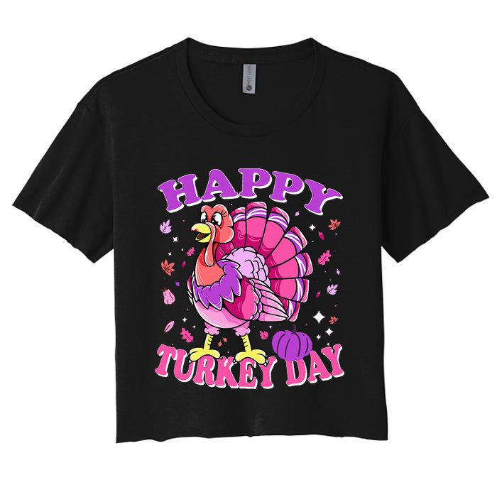 Thanksgiving Female Turkey Happy Turkey Day Women's Crop Top Tee