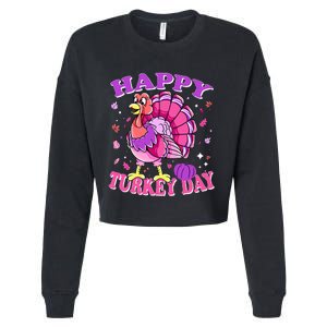 Thanksgiving Female Turkey Happy Turkey Day Cropped Pullover Crew