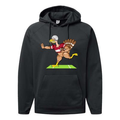 Thanksgiving Football Turkey Player Funny Performance Fleece Hoodie