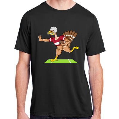 Thanksgiving Football Turkey Player Funny Adult ChromaSoft Performance T-Shirt