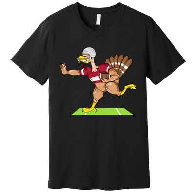 Thanksgiving Football Turkey Player Funny Premium T-Shirt