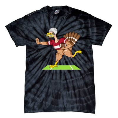 Thanksgiving Football Turkey Player Funny Tie-Dye T-Shirt