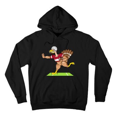 Thanksgiving Football Turkey Player Funny Tall Hoodie