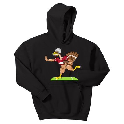 Thanksgiving Football Turkey Player Funny Kids Hoodie