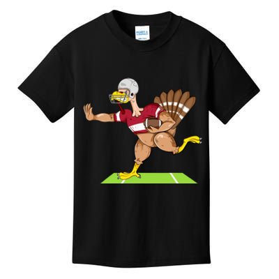 Thanksgiving Football Turkey Player Funny Kids T-Shirt