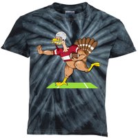 Thanksgiving Football Turkey Player Funny Kids Tie-Dye T-Shirt