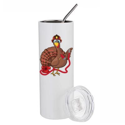 Thanksgiving Firefighter Turkey Gift Funny Feast Day Gift Stainless Steel Tumbler