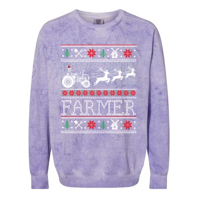 Tractors Farmer Ugly Christmas Gift Colorblast Crewneck Sweatshirt