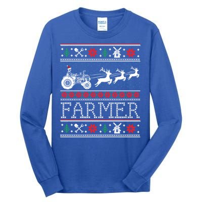 Tractors Farmer Ugly Christmas Gift Tall Long Sleeve T-Shirt